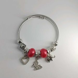 Red Pandora Inspired Charm Bracelet