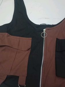 Two-Tone Crop Top with Zipper