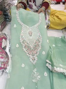 Sea Green Embroidered suit Set