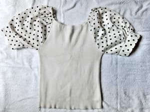 Polka Dot Sleeve Knit Top