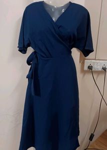 Korean Flare Waist-Tie Wrap Dress