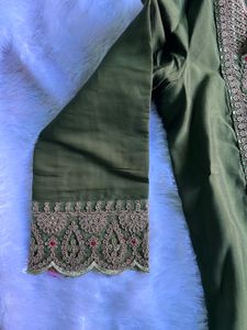 Olive Green Embroidered Suit