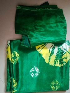 Green Saree With Blouse One Time Use