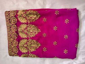 Pink Saree with Gold Embroidery