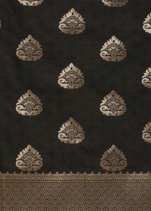 House of Pataudi Black &amp; Gold Silk Banarasi Saree