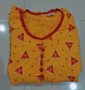 Stylish Yellow &amp; Red Cotton dress