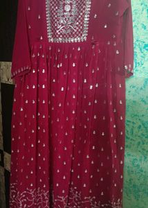 Maroon Embroidered Anarkali Dress