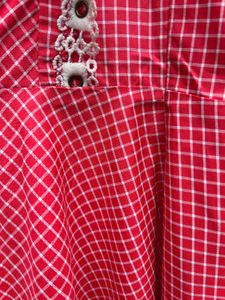 Vintage Gingham Dress with Lace