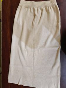 All New Elegant Beige Knit Midi Skirt