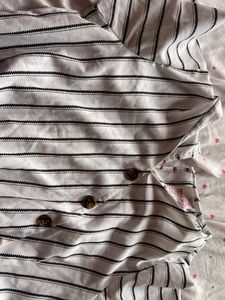 Striped Button-Up Crop Top(9-10 Years)