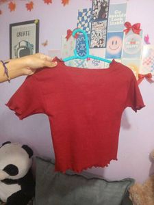 ❤️ Red Ribbed Button-Down Top ❤️