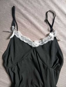 Black Lace Trim Cami Dress