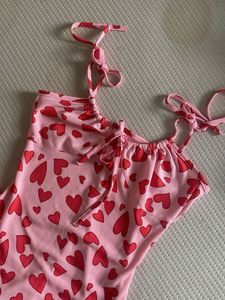 Heart Print Pink Maxi Dress