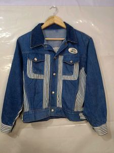 Blue Cropped Unisex Denim Jacket