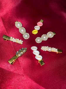 Pearl & Shell Hair Clip Set