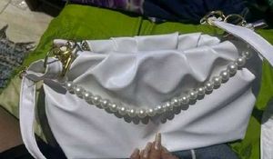 Elegant White Pearl Embellished Bag