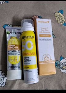 Combo Garnier Or Wishcare Sunscreen With Cleanser