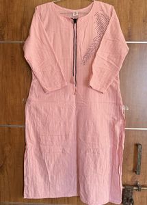 Peach Striped Kurti with Detail