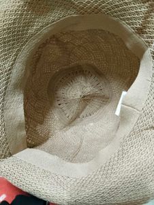 Tan Crochet Sun Hat with Floral Detail
