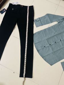 Men&#39;s Casual  US POLO Jeans With Shirt Outfit Set