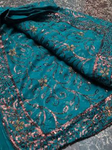 Sea Green Full Work Saree