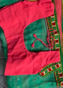 Garba Style Saree with Blouse 💚🩷