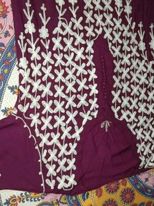 Maroon Embroidered Kurta
