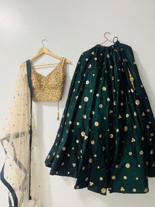 Elegant Green & Gold Lehenga Set