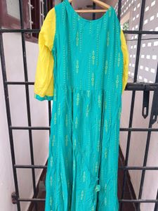 Stylish Green &amp; Yellow Dress