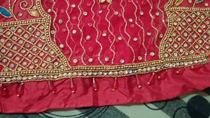 Red Maggam Work Blouse Piece