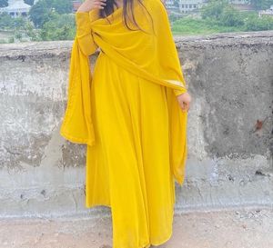 Yellow Georgette Anarkali Suit