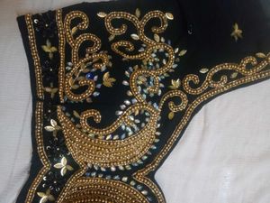 Black &amp; Gold Embellished Blouse Y2K
