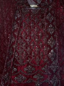 Red Embellished Girls' Dress With Jacket