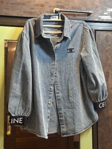 CELINE Paris Logo‑Trim Denim Overshirt / Shirt Jac