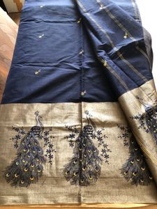 Navy Blue Emboridered Saree&amp;Blouse(Women’s)