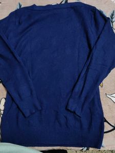 Navy Knit Sweater with Embellishments