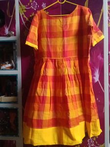 Orange Plaid Kurta / Onepiece dresses