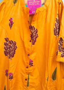 Desi Weaves Printed Mustard Kurti