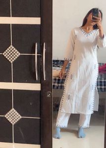 Elegant White Embroidered Kurta Set