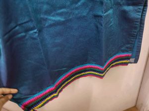 Stitched Straight Fit Blue Silk-woollen Kurti