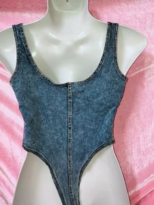 Denim Strechable Corset Bodysuit