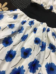 blue  n white floral  dress