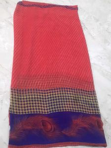 Colorful Patterned Saree Without Blouse