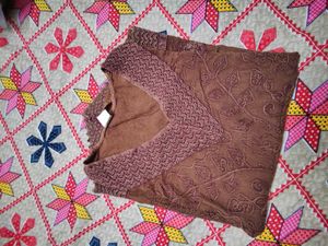 Brown Embroidered Top