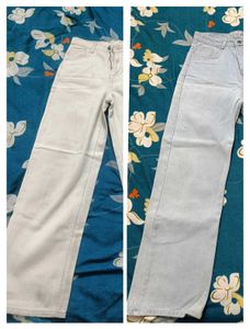 2 Light Wash Denim Jeans blue and white