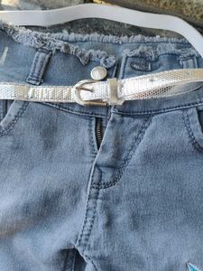 Embroidered Denim Capri Jeans For Girls Kids