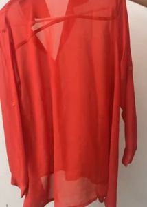 Oversized See Through Red Shirt