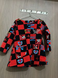 Branded exportCute Girls&#39; Red &amp; Black Dress