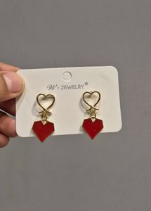 Red Heart Drop Earrings