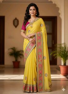 yellow colour ethntic wear saree